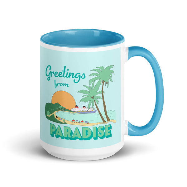 Disney Cruise Castaway Greetings from Paradise Mug Castaway Cay Mug with Turquoise Color Inside