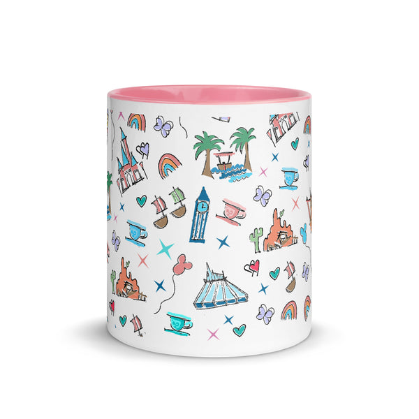 Disneyland Parks Icons Disney Inspired Mug 11oz. (Pink + White)
