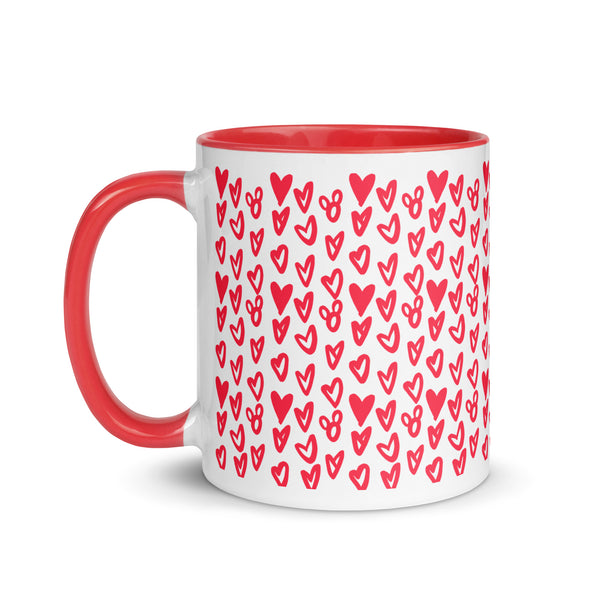 Hearts and Mickeys Mug for Valentine's Day, Sweetest Day, Disney Gift, Disney Mug Red Inside