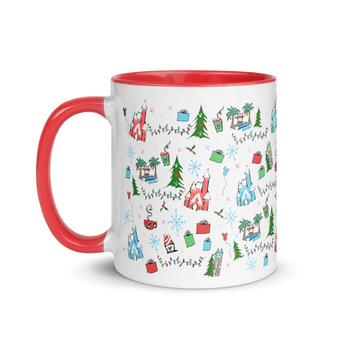 Disney Christmas Mug Oh What Fun Disney Holiday Mug with Red Handle