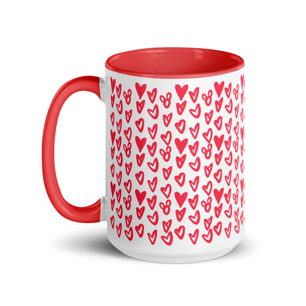 Hearts and Mickeys Mug for Valentine's Day, Sweetest Day, Disney Gift, Disney Mug Red Inside