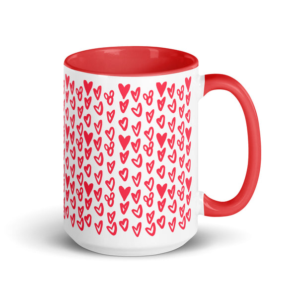 Hearts and Mickeys Mug for Valentine's Day, Sweetest Day, Disney Gift, Disney Mug Red Inside