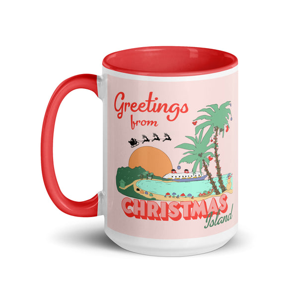 Castaway Cay Christmas Island Disney Cruise Disney Christmas Mug with Red Color Inside