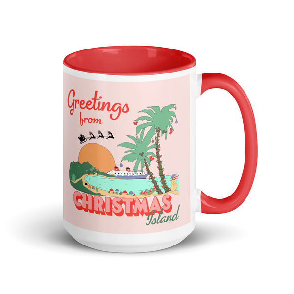 Castaway Cay Christmas Island Disney Cruise Disney Christmas Mug with Red Color Inside