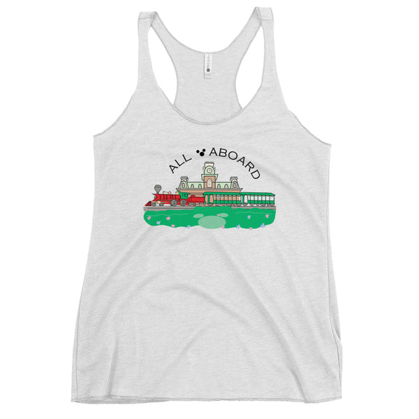 Disney Train All Aboard Disney Railroad Shirt Disney Tank Top Women's Racerback Tank
