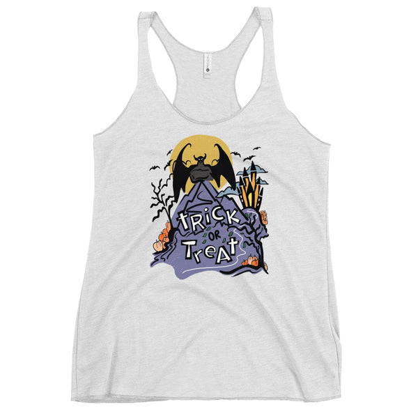 Disney Trick or Treat Tank Top Halloween Night on Bald Mountain Disney Villain Castle Women's Racerback Tank
