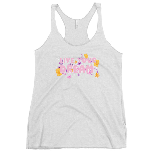 runDisney Tangled Live Your Dream Disney Rapunzel Running Women's Racerback Tank