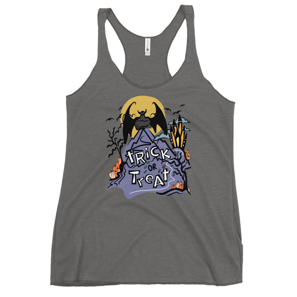 Disney Trick or Treat Tank Top Halloween Night on Bald Mountain Disney Villain Castle Women's Racerback Tank