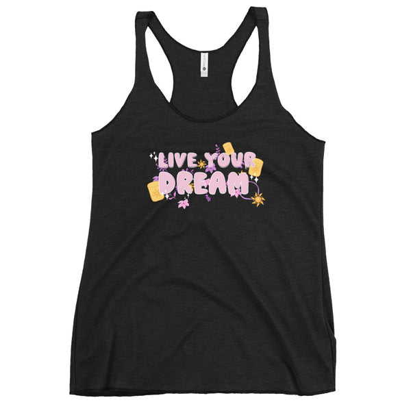 runDisney Tangled Live Your Dream Disney Rapunzel Running Women's Racerback Tank