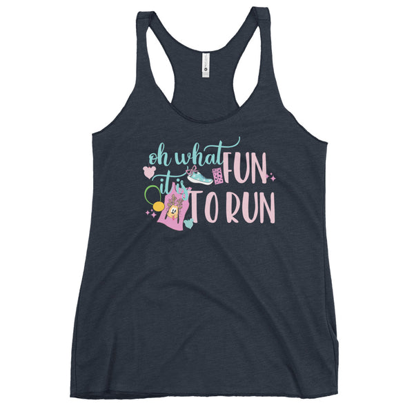 runDisney tank Oh what fun 12ks of Christmas Virtual Running Disney Women's Racerback Tank