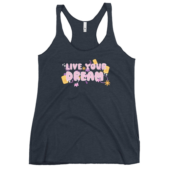 runDisney Tangled Live Your Dream Disney Rapunzel Running Women's Racerback Tank