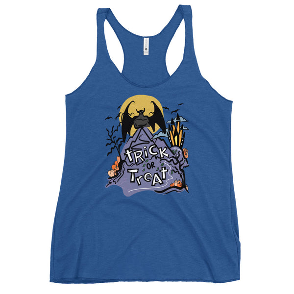 Disney Trick or Treat Tank Top Halloween Night on Bald Mountain Disney Villain Castle Women's Racerback Tank