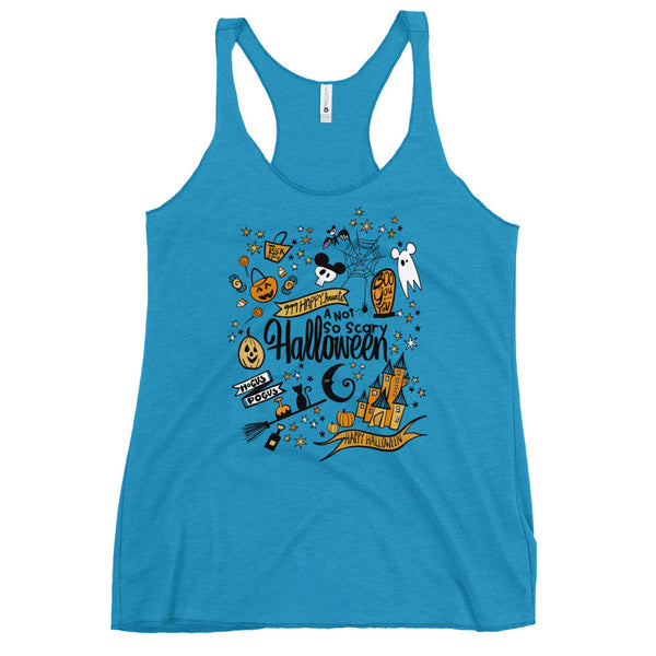Disney Halloween Party Tank Top Disney Shirt Not So Scary Halloween Magic Kingdom Party Women's Racerback Tank