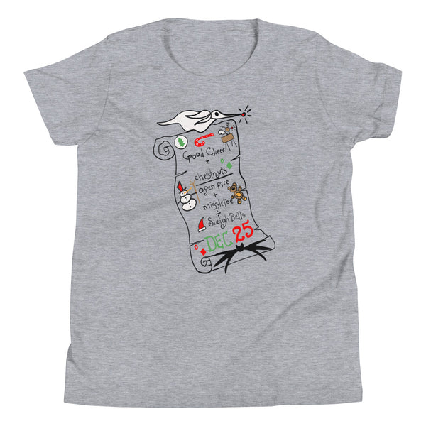 Nightmare Before Christmas List Kid's Shirt Zero Christmas Disney Shirt Nightmare Christmas Kid's Shirt
