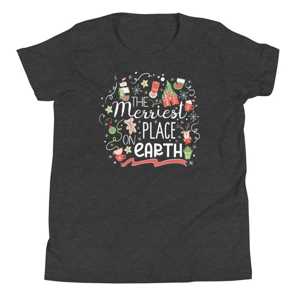 Disney Christmas Merriest Place on Earth Kid's Shirt Disney Parks Holiday Shirt Disney Family Kid's Shirt
