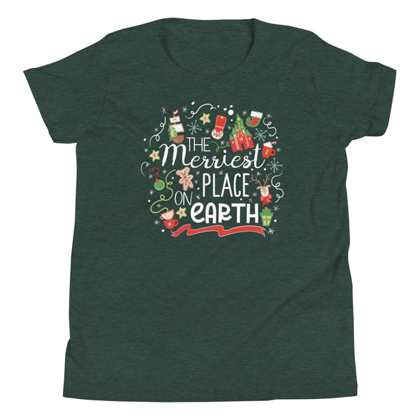 Disney Christmas Merriest Place on Earth Kid's Shirt Disney Parks Holiday Shirt Disney Family Kid's Shirt