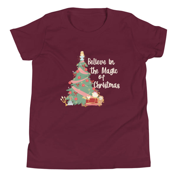 Disney Christmas Beauty and The Beast Kid's Shirt Magic of Christmas Princess Tree Kid's Shirt