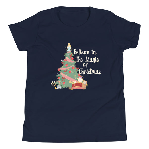 Disney Christmas Beauty and The Beast Kid's Shirt Magic of Christmas Princess Tree Kid's Shirt