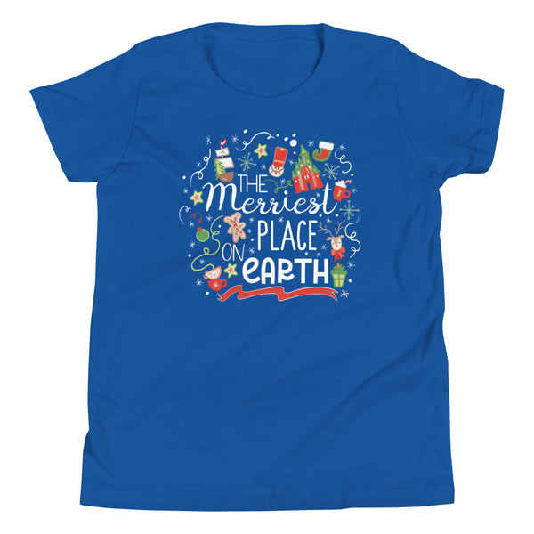 Disney Christmas Merriest Place on Earth Kid's Shirt Disney Parks Holiday Shirt Disney Family Kid's Shirt