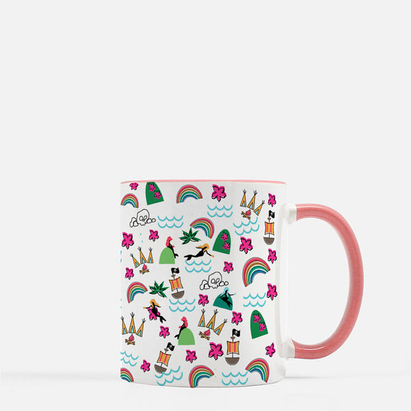 Neverland Mermaids Mug Disney Peter Pan Mug with Pink Handle