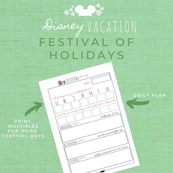 Disney Planner FESTIVAL OF HOLIDAYS Disney Vacation Planner Printable