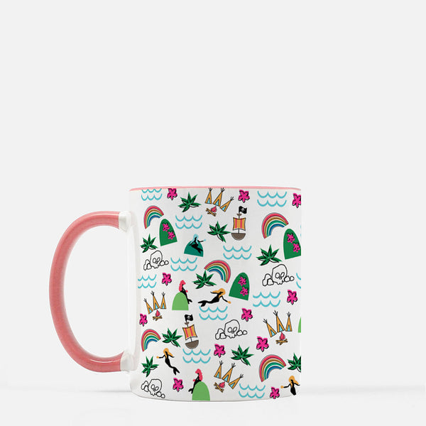 Neverland Mermaids Mug Disney Peter Pan Mug with Pink Handle