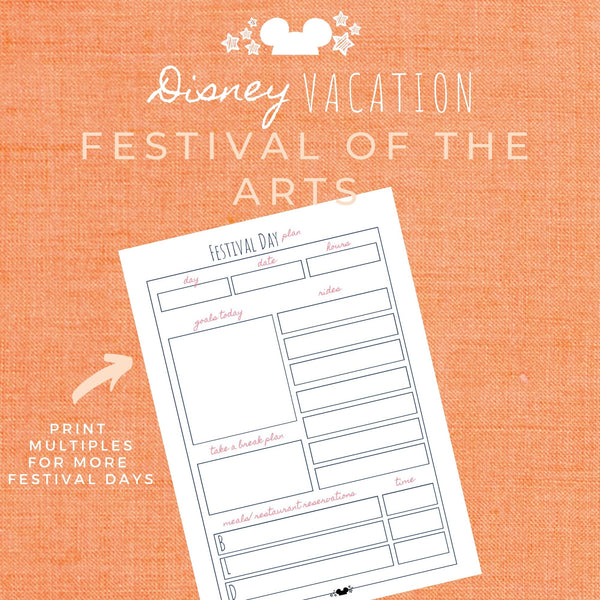 Disney Planner FESTIVAL OF THE ARTS Disney Vacation Planner Printable