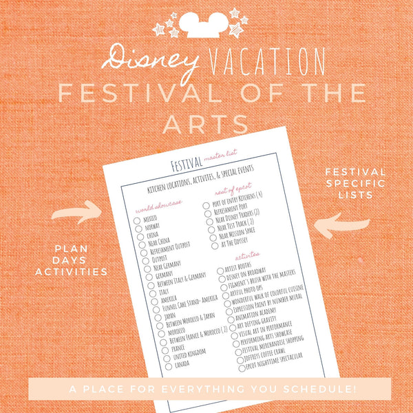 Disney Planner FESTIVAL OF THE ARTS Disney Vacation Planner Printable