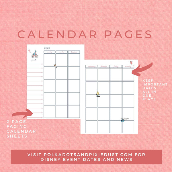 Disney CALENDER INSERTS Planner Printable