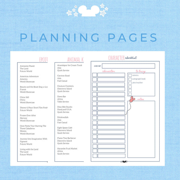Disney Planner RIDES & ATTRACTIONS Planner Printable