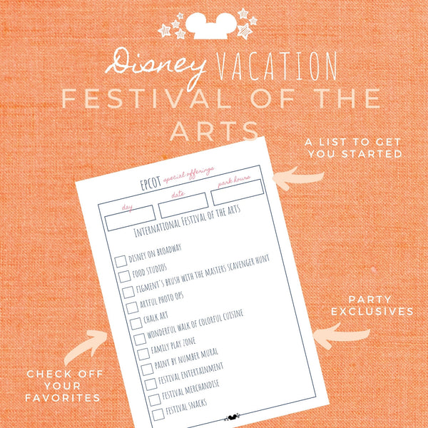 Disney Planner FESTIVAL OF THE ARTS Disney Vacation Planner Printable