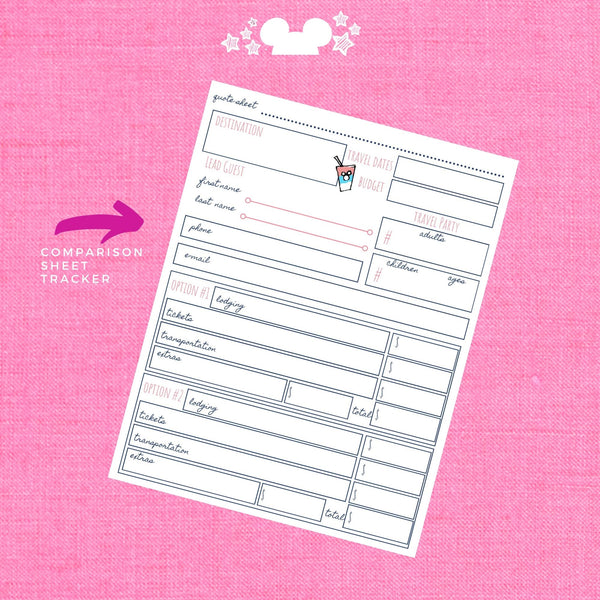 Disney Vacation Planner TRAVEL AGENT CLIENT SHEETS Planner Printable