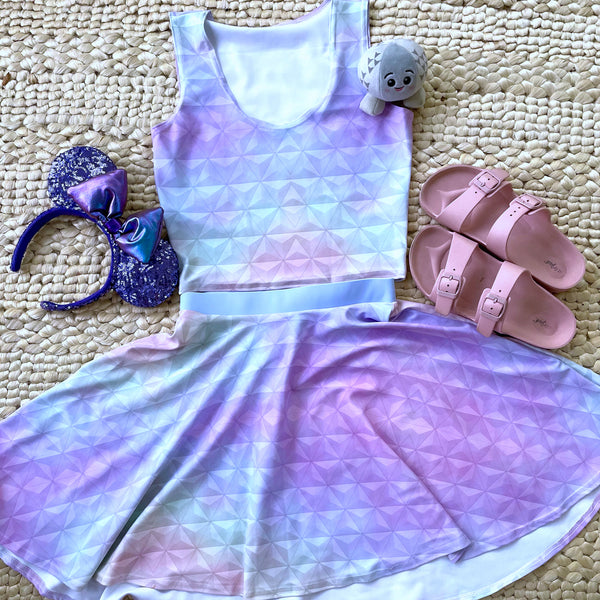 Epcot Spaceship Earth Pastel Skater Skirt Disney inspired skirt