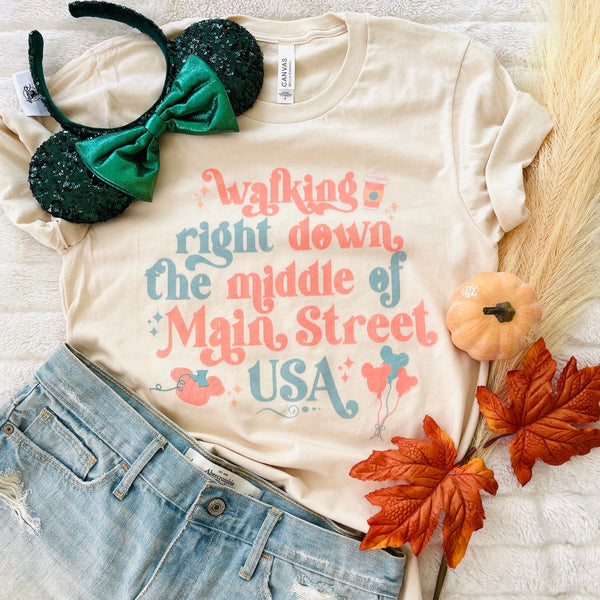 Main Street USA Fall Disney Shirt Magic Kingdom in Autumn Unisex t-shirt