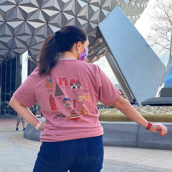 Epcot World Showcase Hello World Spaceship Earth Front and Back design Short-Sleeve Unisex T-Shirt