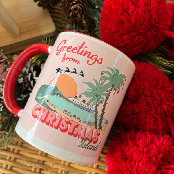 Castaway Cay Christmas Island Disney Cruise Disney Christmas Mug with Red Color Inside