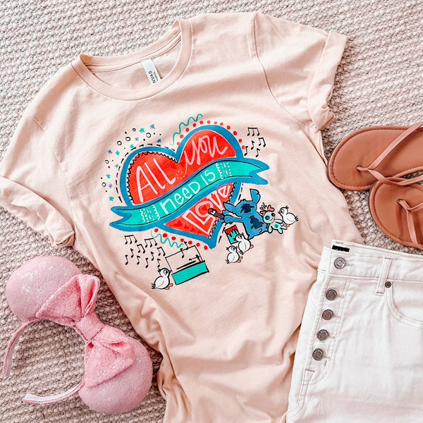 Stitch Love T-Shirt Disney All You Need is Love Lilo and Stitch T-Shirt