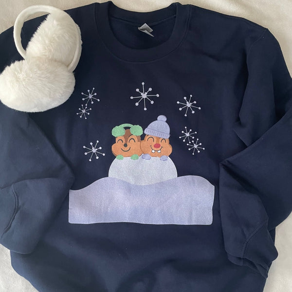 Chip and Dale Snow Much Fun Disney Winter Unisex Sweatshirt