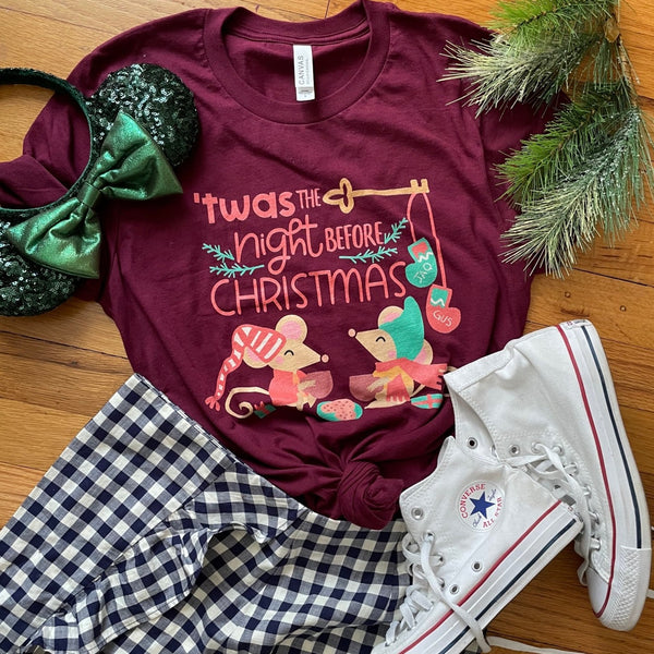 Disney Christmas Mouse T-Shirt READY TO SHIP-Maroon-Small