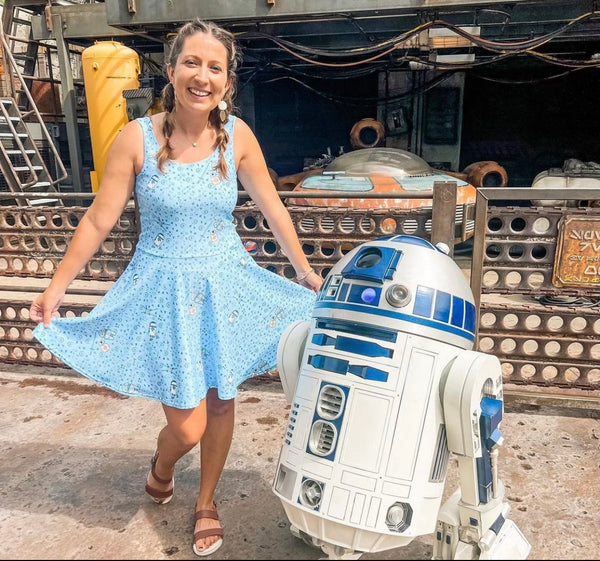 Star Wars sketch dress R2D2 BB8 Galaxy's Edge Skater Dress