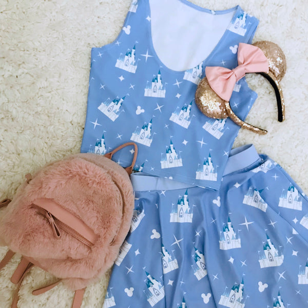 Cinderella Castle Blue Disney Skater Skirt
