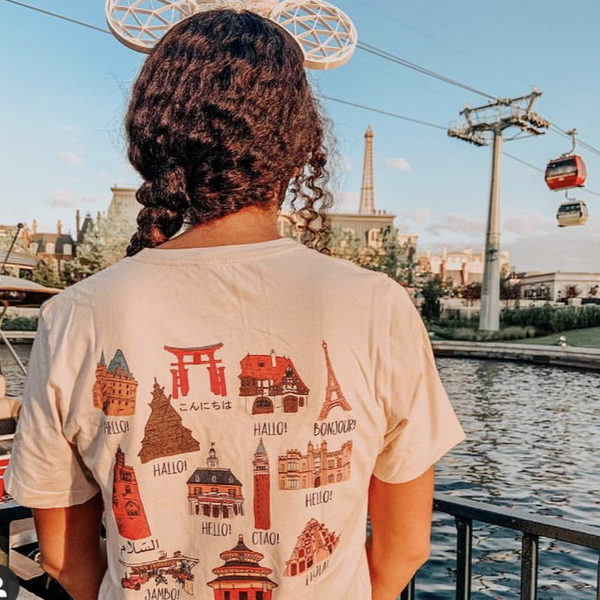 Epcot World Showcase Hello World Spaceship Earth Front and Back design Short-Sleeve Unisex T-Shirt