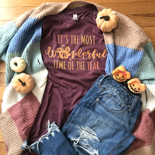 Mickey Pumpkin Fall T-shirt Disney Halloween It's the Most Wonderful Time of the The Year T-shirt