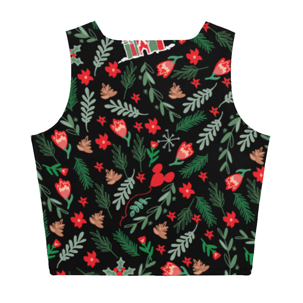 Cinderella's Castle Christmas Crop Top Black Christmas Garden Disney Holiday Crop Top- Black