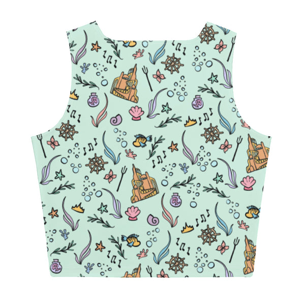 Little Mermaid Crop Top Disney Shirt Mermaid Castle Flounder Seashell Crop Top
