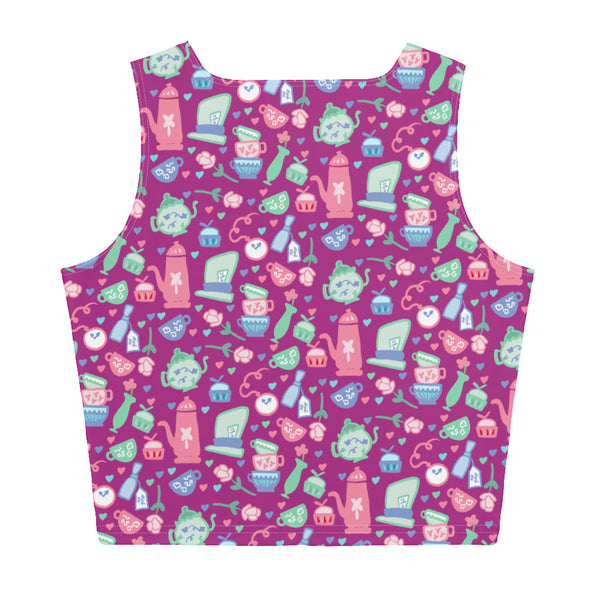 Alice in Wonderland Tea Party Crop Top It's Always Time for Tea Magic Kingdom Crop Top- Berry