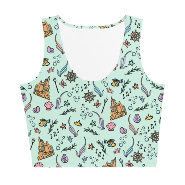 Little Mermaid Crop Top Disney Shirt Mermaid Castle Flounder Seashell Crop Top