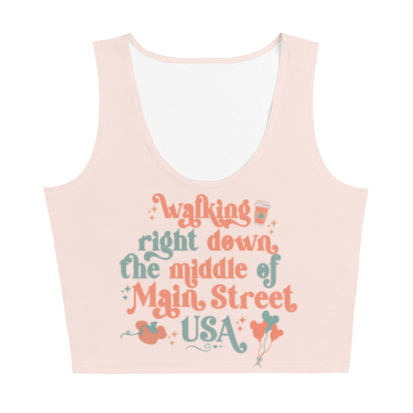 Main Street USA Fall Disney Crop Top Magic Kingdom in Autumn Disney Shirt- Wisp Pink
