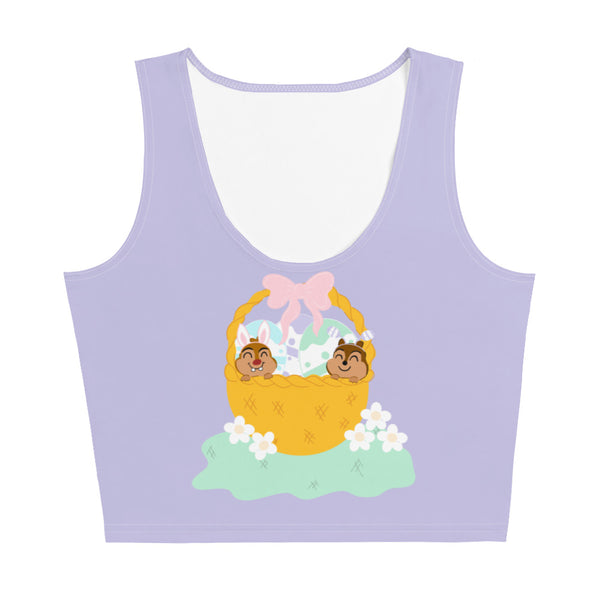 Chip and Dale Disney Easter Basket Spring Flowers Crop Top