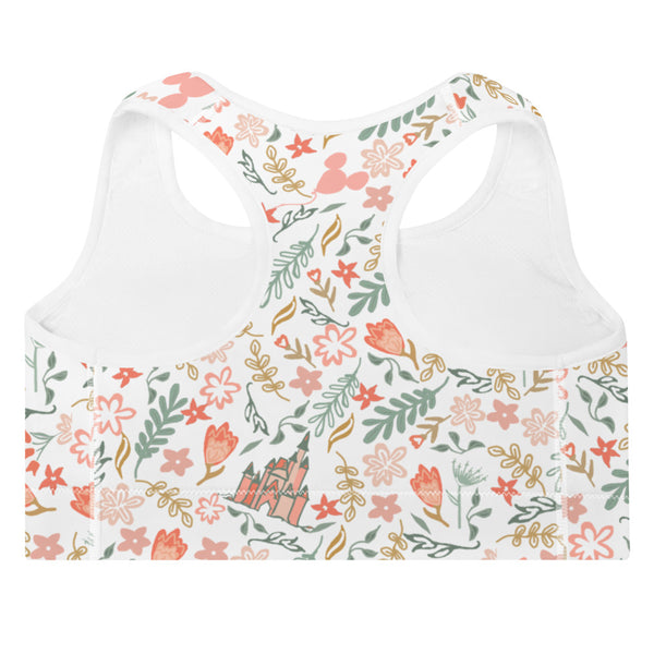 Cinderella's Castle Garden Floral Spring Disney Padded Sports Bra